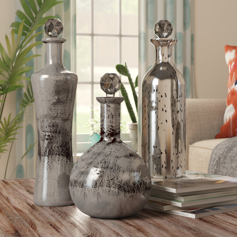 Bungalow Rose Etched 3 Piece Decorative Bottle Set & Reviews